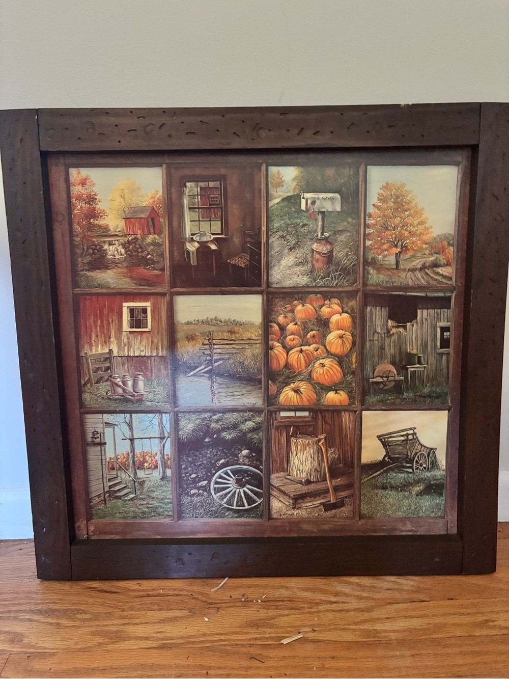 Homco Rustic Autumn Patchwork Wall Art - Pumpkin & Farm Scenes